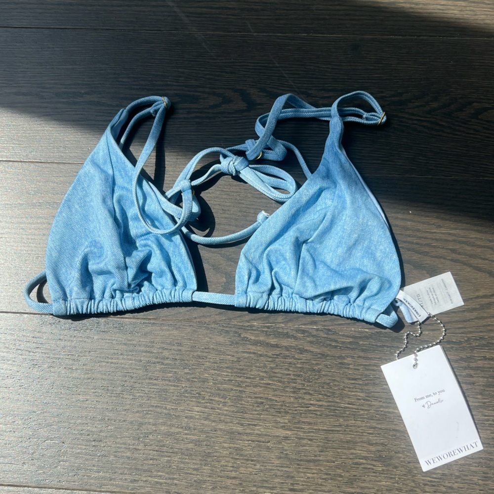 WeWoreWhat Cooper Denim Print Bikini Top - NWT
